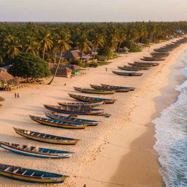 Sanyangs Atlantikküste mit Pirogen